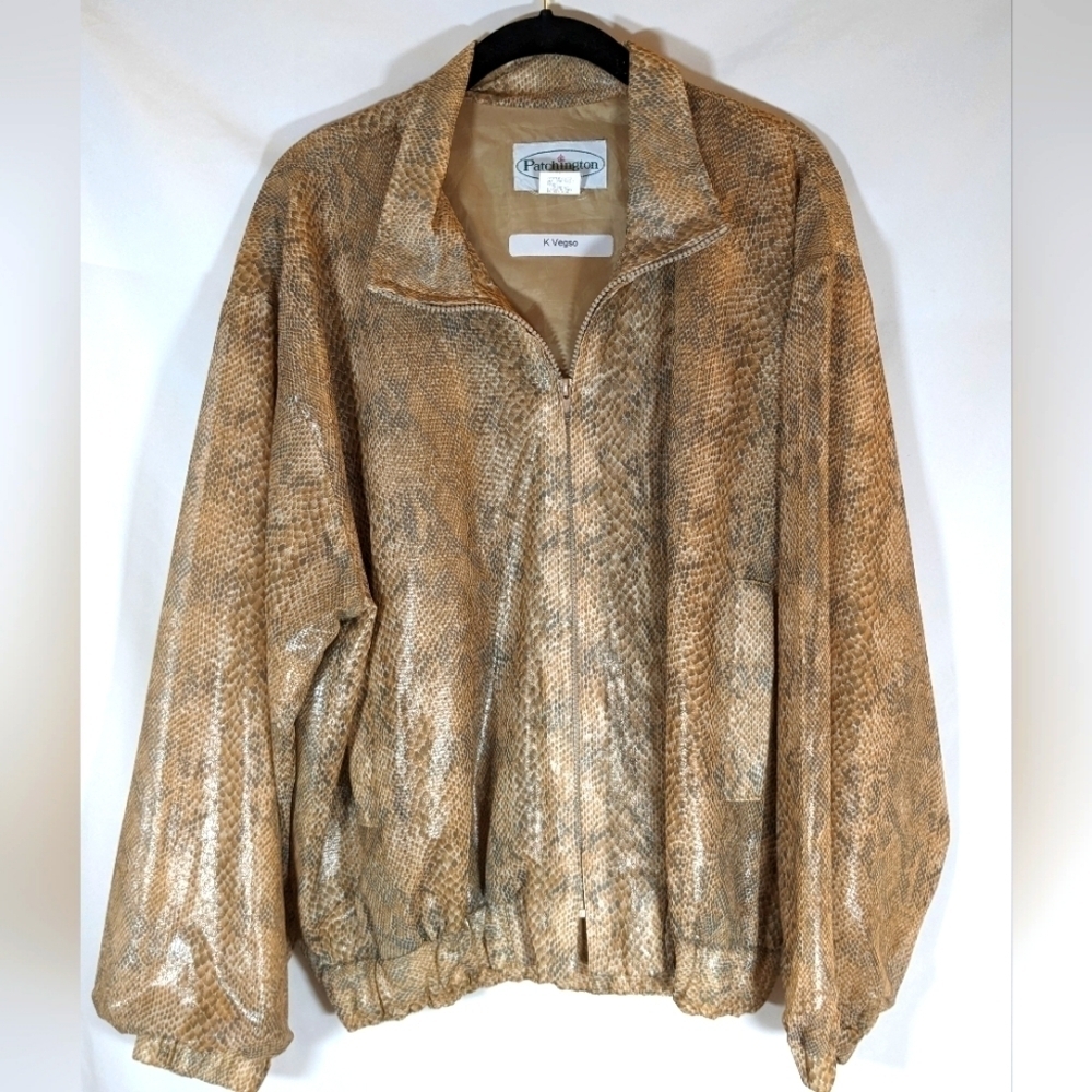 Patchington Women's Snakeskin Print Zipper Front Lightweight Jacket Size L
